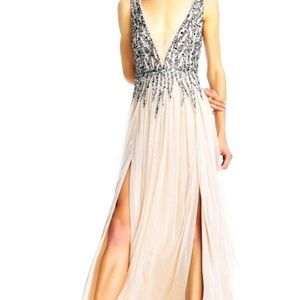 Wedding Guest Grecian Beaded Nude Blush 8 Sequin